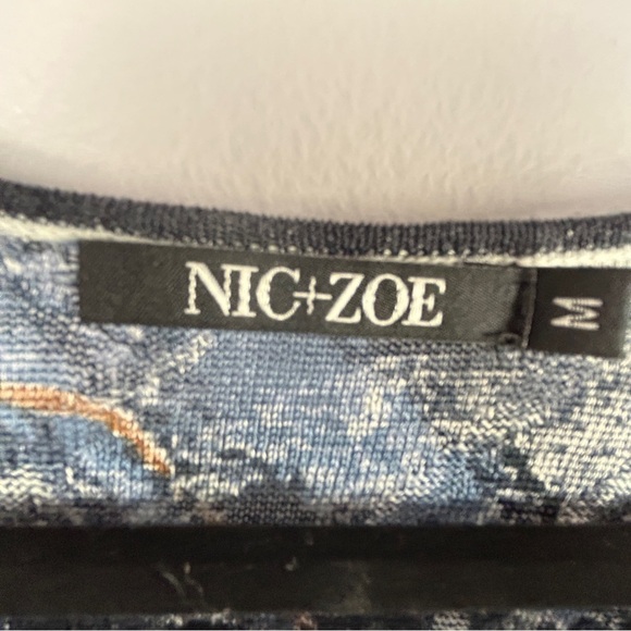 Nic + Zoe Linen Blend Ombre Long Sleeve Boat Neck Top Medium Blue - Picture 6 of 15